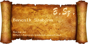 Bencsik Szabina névjegykártya